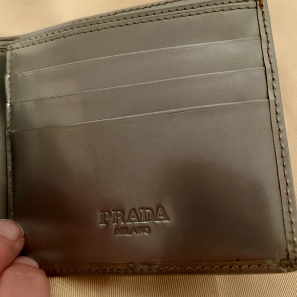 Prada Silver Bi-Fold Wallet Saffiano metallic leather.  Hard color to find. - Picture 13 of 14